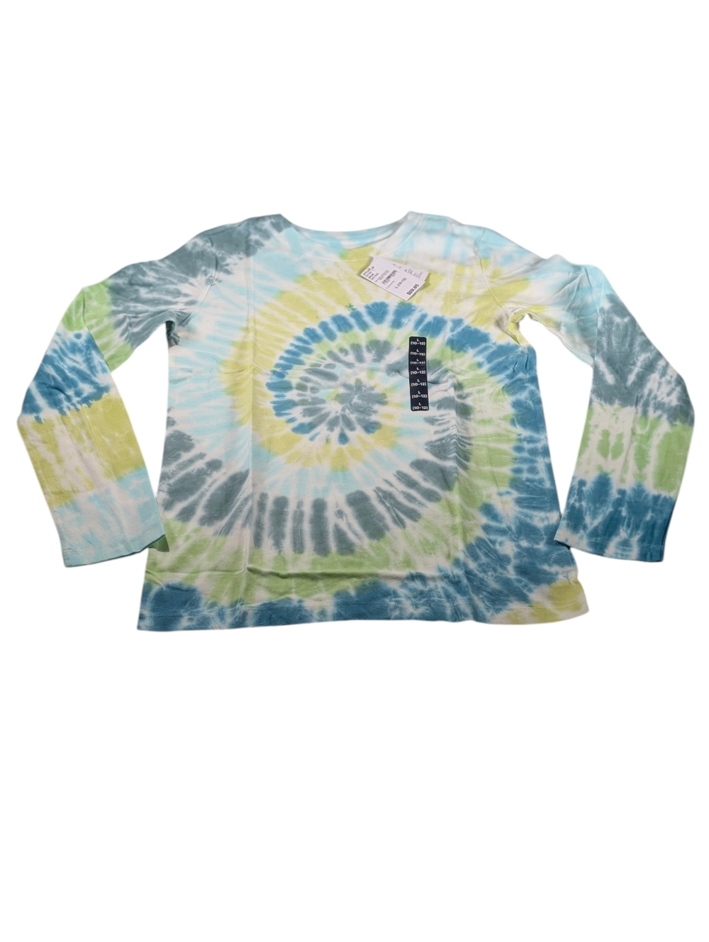 Lands' End Unisex Long Sleeve Tie Dye Swirl Shirt Dark Peacock Size Large